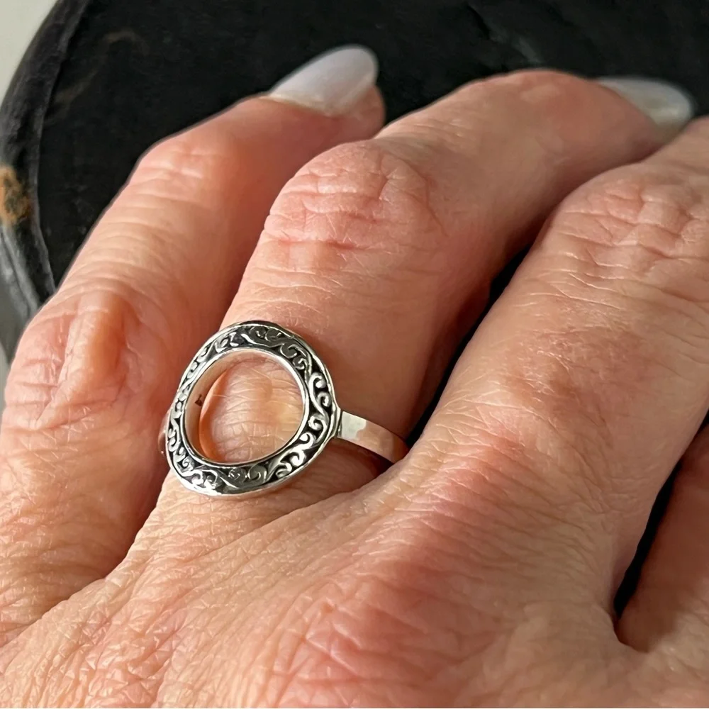 Lois Hill Sterling Silver Signature Scroll Open Circle Ring - Picture 3 of 8